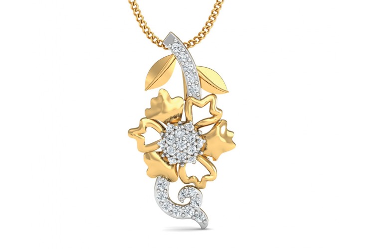 Flora Diamond Pendant in 14k gold